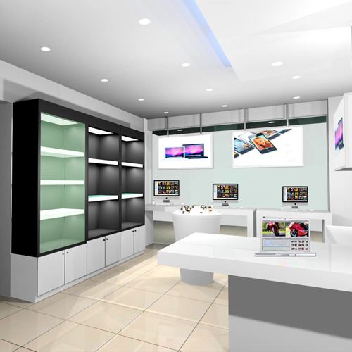 mobile phone shop interior design in kerala
